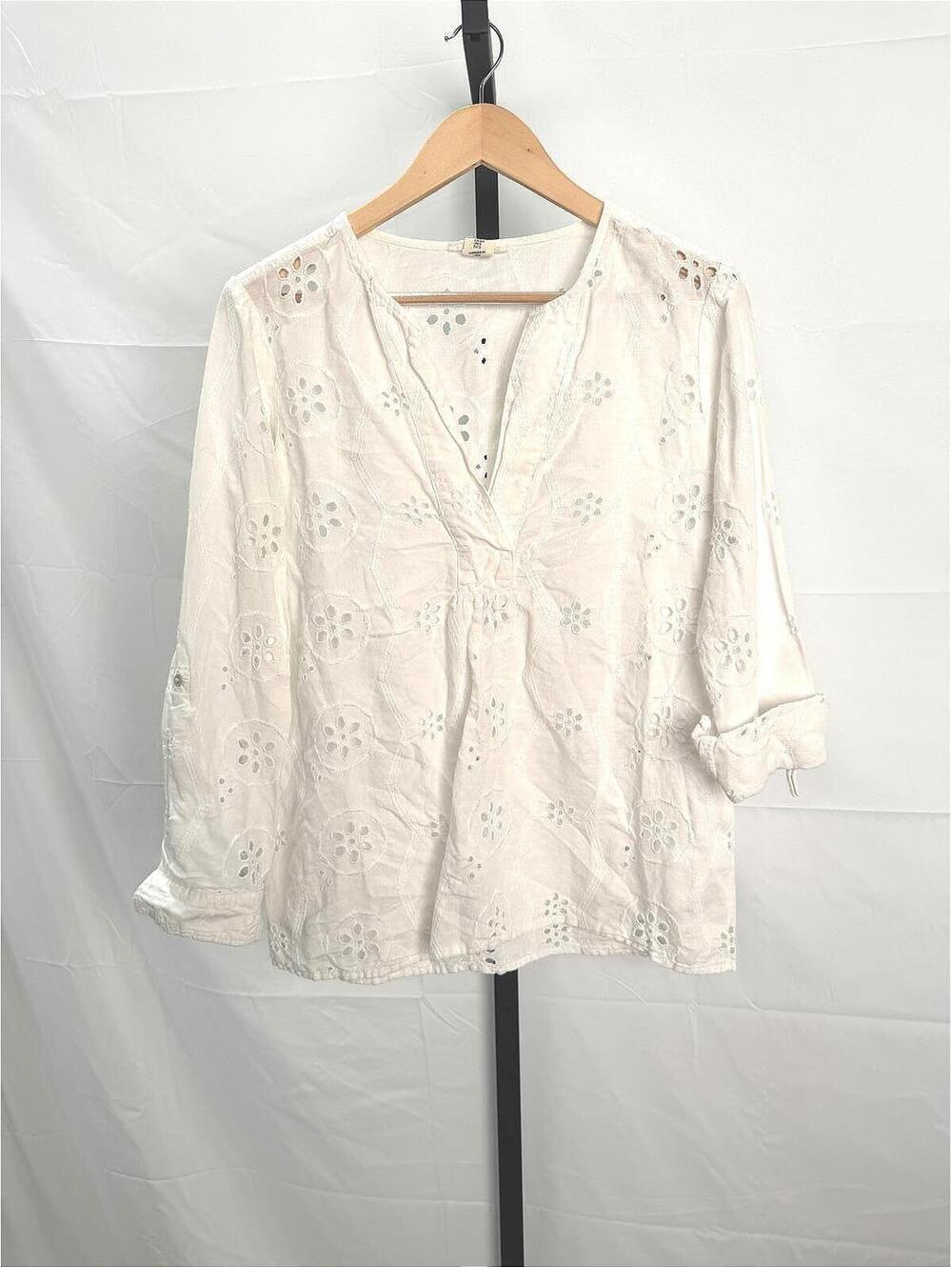 White Eyelet Long Sleeve Blouse Christian Siriano Size Small